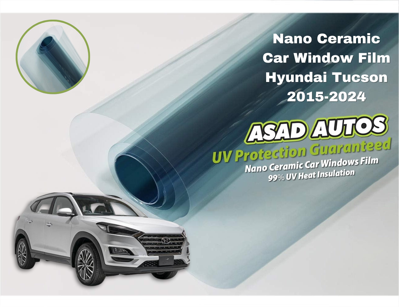 Nano Ceramic UV Protection Film on Hyundai Tucson 2015–2024 Side Windows

