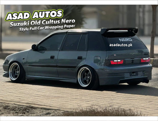 Nero Style Full Car Wrap for Suzuki Cultus – Nardo Grey Body with Glossy Black Roof


