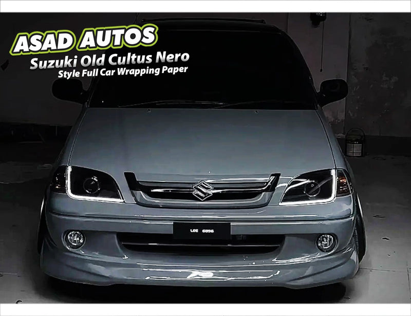Nero Style Full Car Wrap for Suzuki Cultus – Nardo Grey Body with Glossy Black Roof

