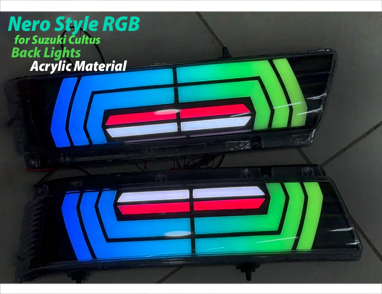 Nero Style RGB Acrylic Back Lights for Suzuki Cultus 2000–2017 – Custom Rear Tail Lamps

