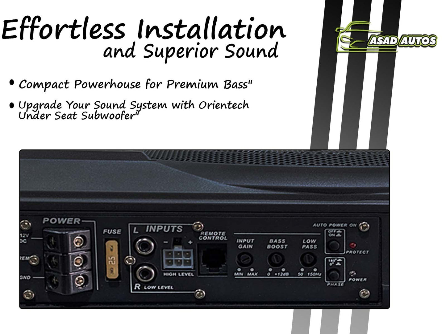 Orientech OT-USW12 Under Seat Subwoofer – Compact Bass Enhancement for Your Vehicle
