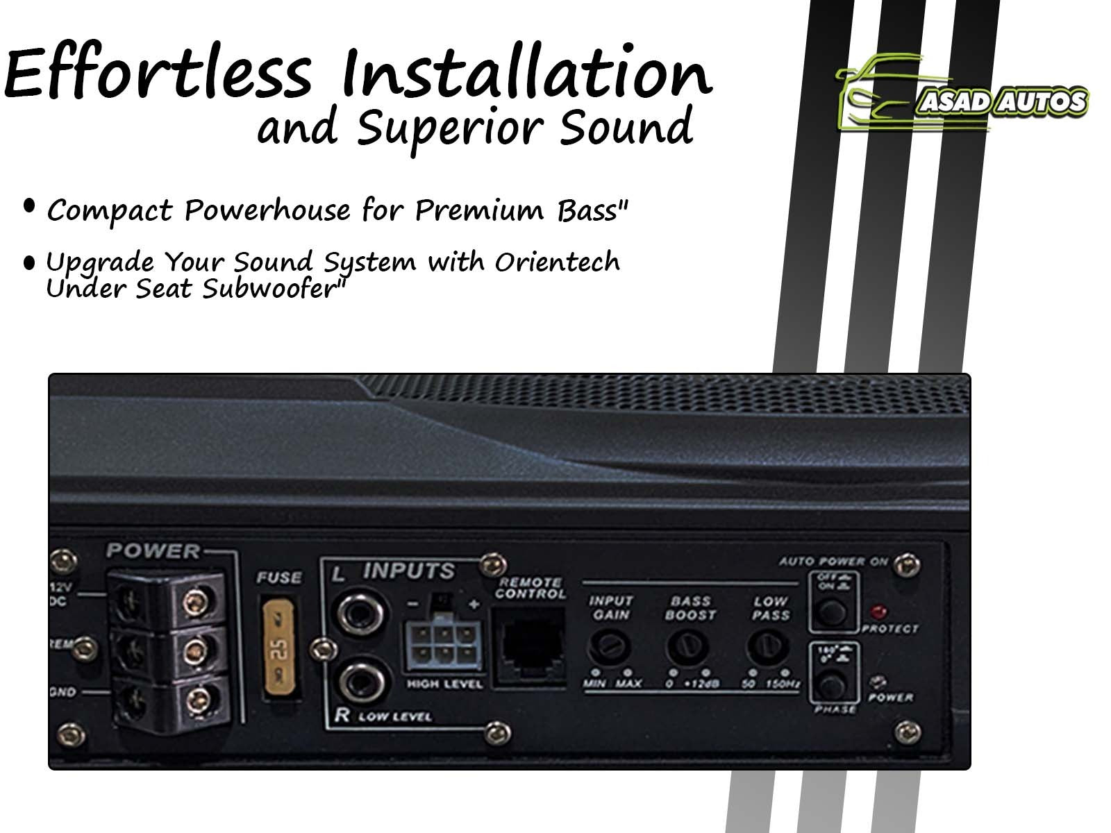Orientech OT-USW12 Under Seat Subwoofer – Compact Bass Enhancement for Your Vehicle
