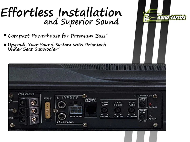 Orientech OT-USW12 Under Seat Subwoofer – Compact Bass Enhancement for Your Vehicle
