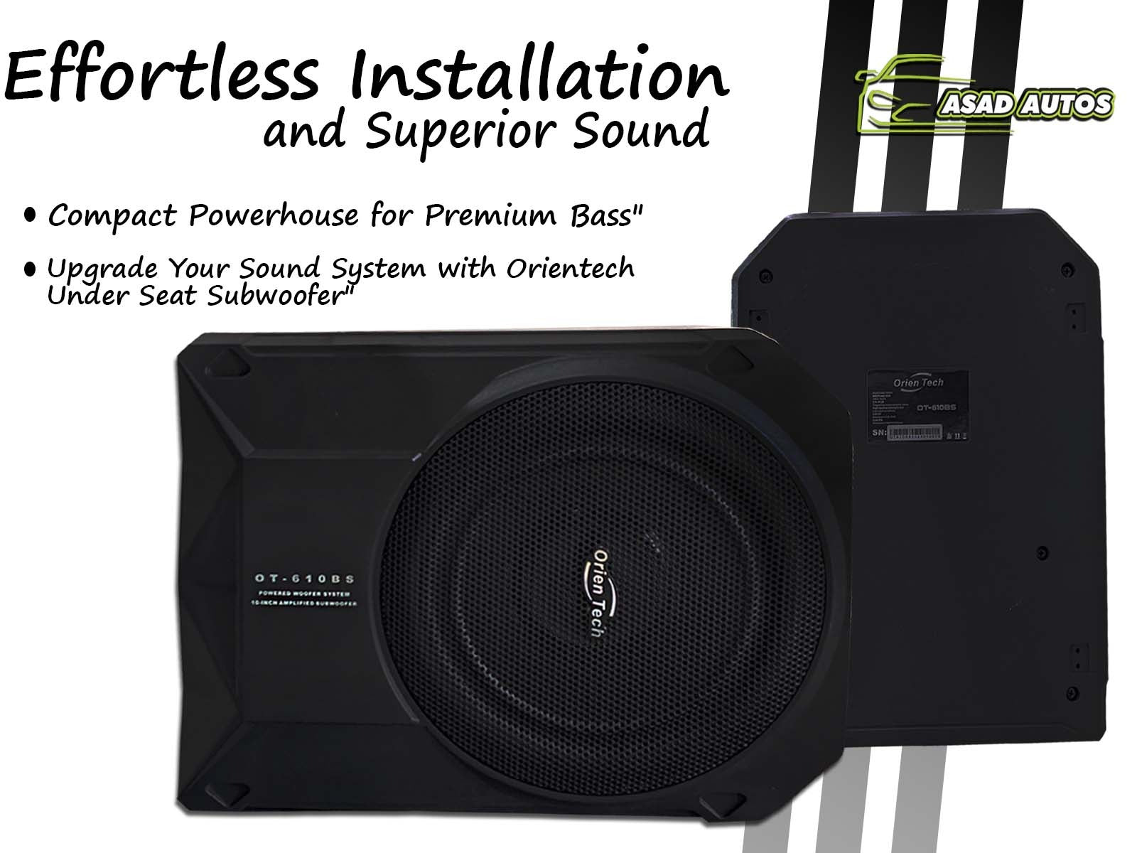 Orientech OT-USW12 Under Seat Subwoofer – Compact Bass Enhancement for Your Vehicle
