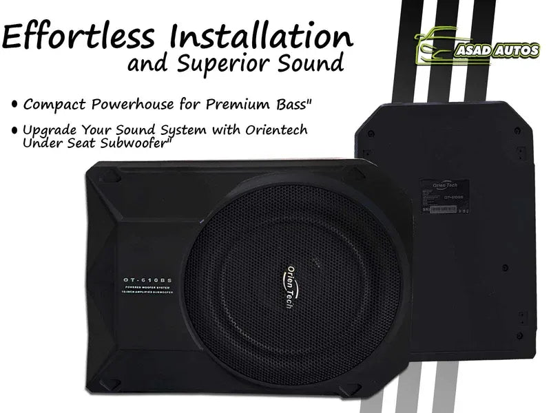 Orientech OT-USW12 Under Seat Subwoofer – Compact Bass Enhancement for Your Vehicle
