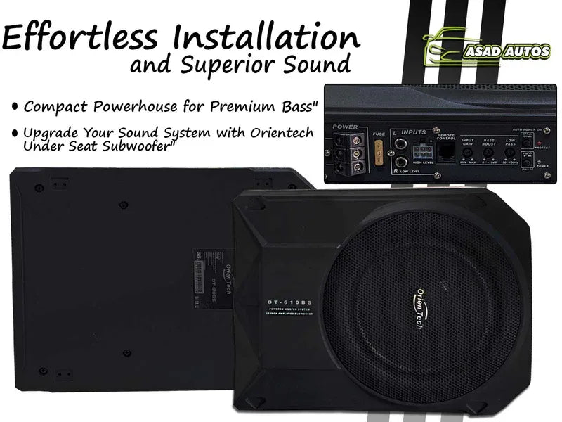 Orientech OT-USW12 Under Seat Subwoofer – Compact Bass Enhancement for Your Vehicle
