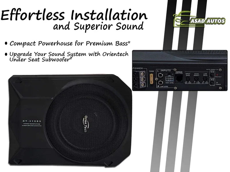 Orientech OT-USW12 Under Seat Subwoofer – Compact Bass Enhancement for Your Vehicle
