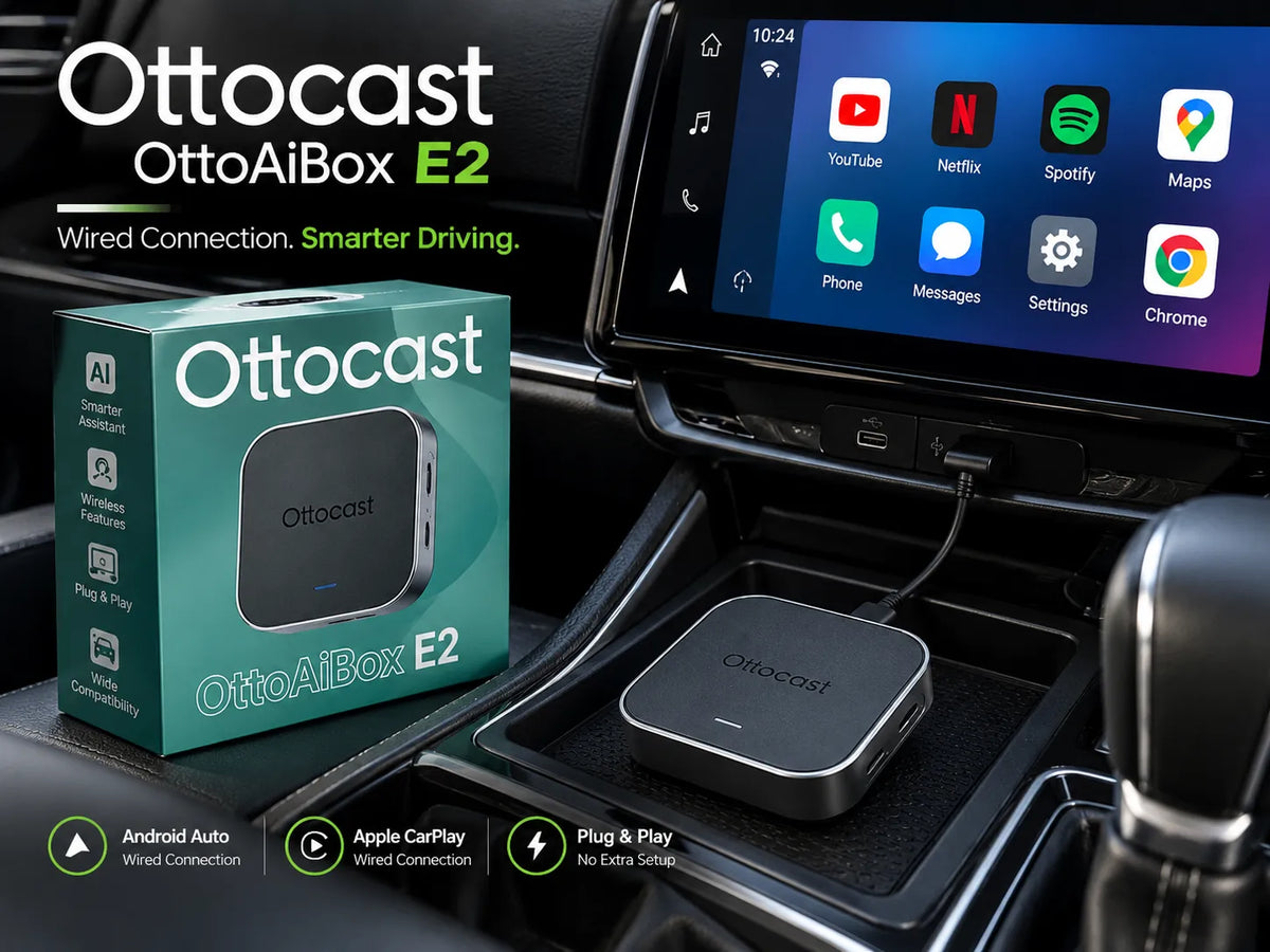 Ottocast P3 PRO AI Box installed with car infotainment screen