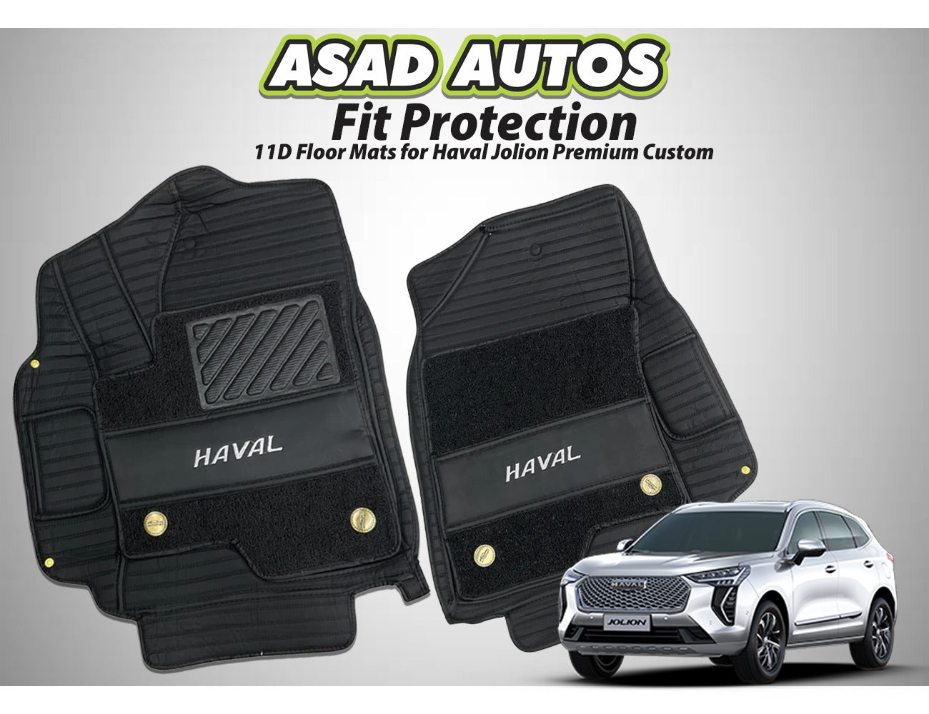 Premium 11D Floor Mats for Haval Jolion, custom-fit design with waterproof and anti-slip features for maximum interior protection.