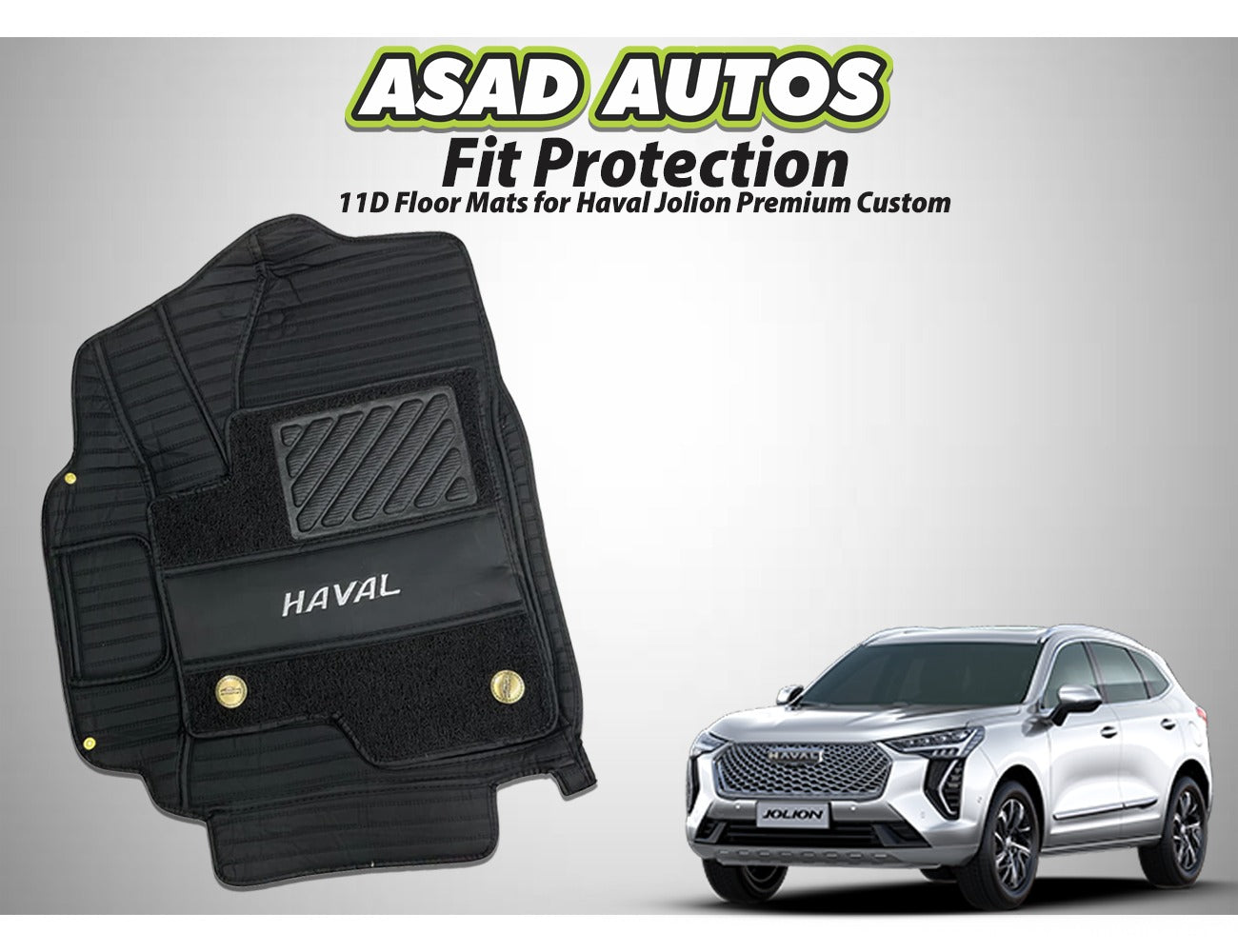 Premium 11D Floor Mats for Haval Jolion, custom-fit design with waterproof and anti-slip features for maximum interior protection.