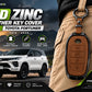 Premium 5D Zinc Leather Key Cover for Toyota Fortuner 2015–2026 with durable zinc frame and stylish leather-textured finish.