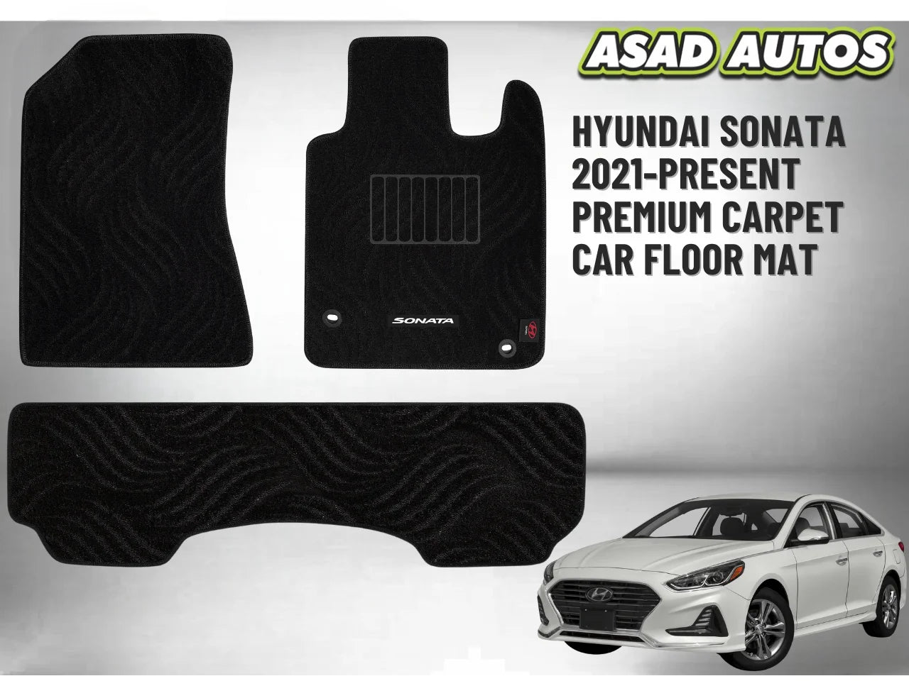 Premium Carpet Car Floor Mat for Hyundai Sonata 2021–Present – Custom Fit & Elegant Style
