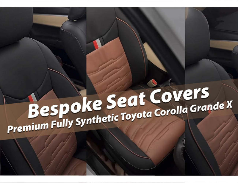 Premium Fully Synthetic Bespoke Seat Covers for Toyota Corolla Grande X 2014-2026, custom-fit for durability, style, and comfort.
