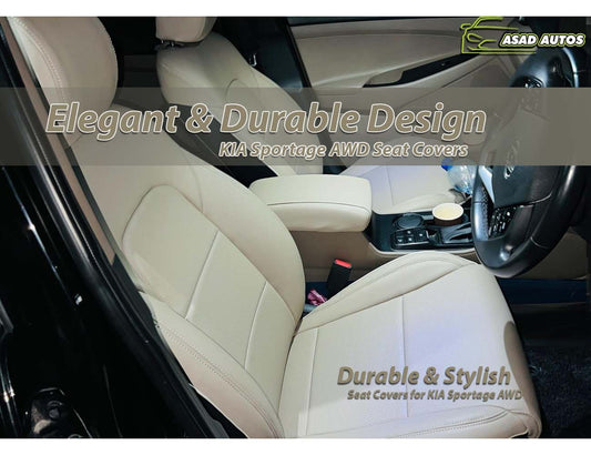 Premium Japanese synthetic leather seat covers designed for KIA SPORTAGE AWD, offering durability, style, and a tailored fit.
