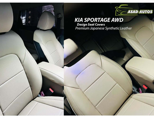 Premium Japanese synthetic leather seat covers designed for KIA SPORTAGE AWD, offering durability, style, and a tailored fit.
