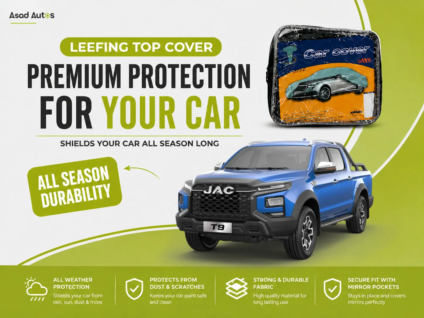 Premium Leefing dashboard top cover for JAC T9 Hunter 2025–2026 featuring a custom-fit design with UV protection,