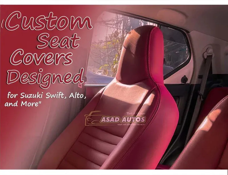 Premium Seat Covers for Suzuki Alto and Suzuki Swift, offering stylish protection, durability, and a custom fit for enhanced interior comfort and aesthetics.
