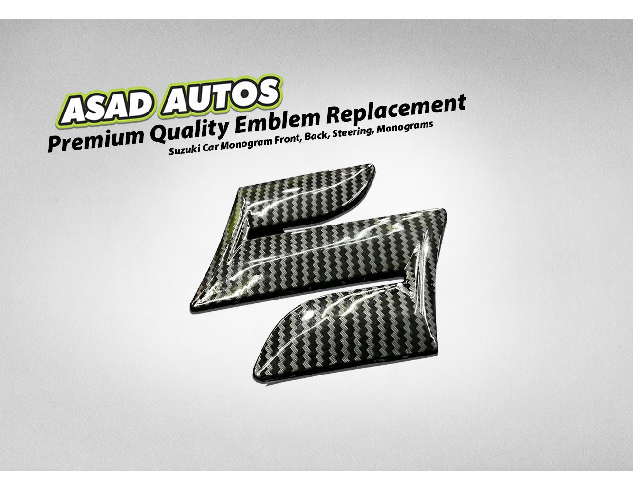 Premium Suzuki Monogram Set – Front, Back, and Steering Emblems for OEM Replacement

