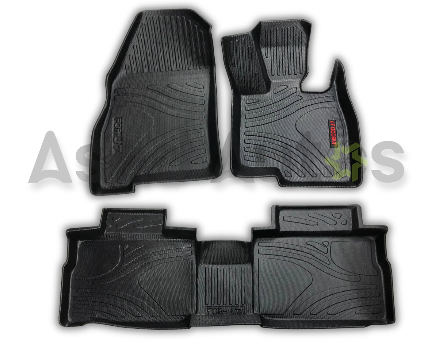 Premium TPE car floor mats for Jaecoo J7 2025–2026 custom-fit all-weather floor liners with waterproof protection, anti-slip surface, raised edges, and full interior coverage.