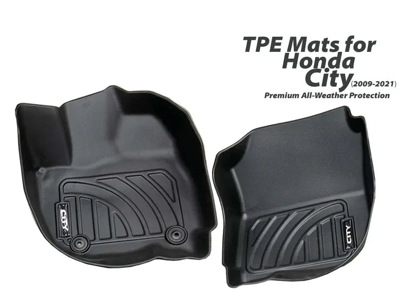 Premium TPE floor mats for Honda City (2009-2021), offering all-weather protection with a custom-fit design and durable, eco-friendly materials.

