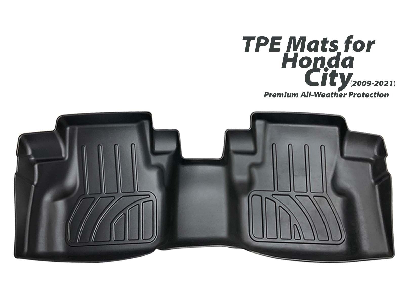 Premium TPE floor mats for Honda City (2009-2021), offering all-weather protection with a custom-fit design and durable, eco-friendly materials.
