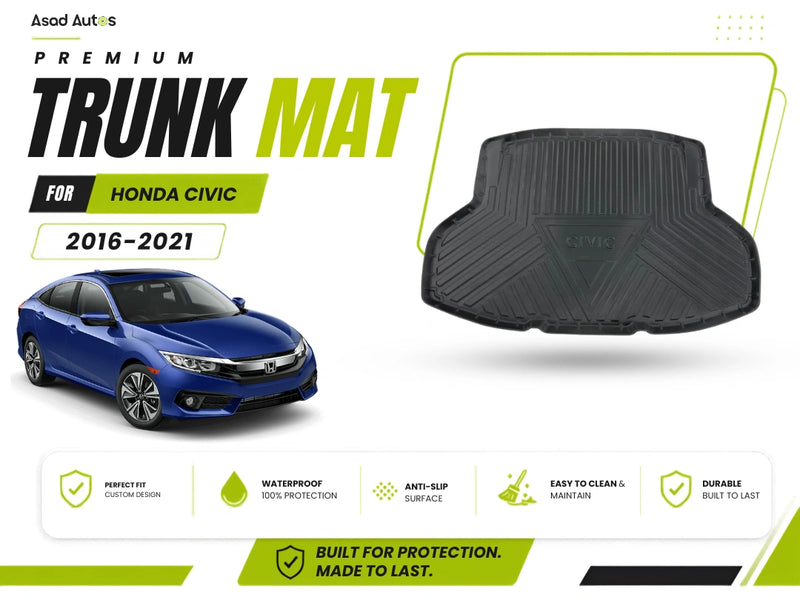 Premium Trunk Mat for Honda Civic 2016-2021 | Durable Protection and Perfect Fit