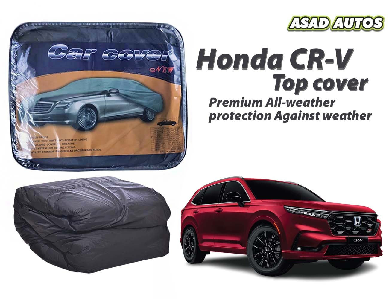 Premium all-weather car top cover for Honda CR-V offering durable protection against UV rays, rain, dust, and scratches with a perfect fit.
