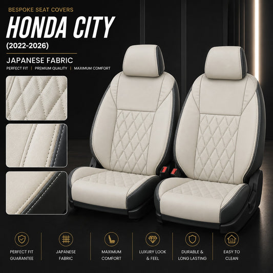 Premium bespoke seat cover made from Japanese synthetic fiber material for Honda City 2022–2026,