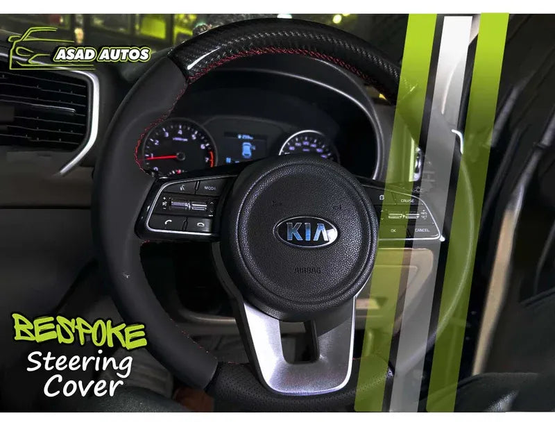 Premium bespoke steering cover in carbon fiber for Kia Sportage
