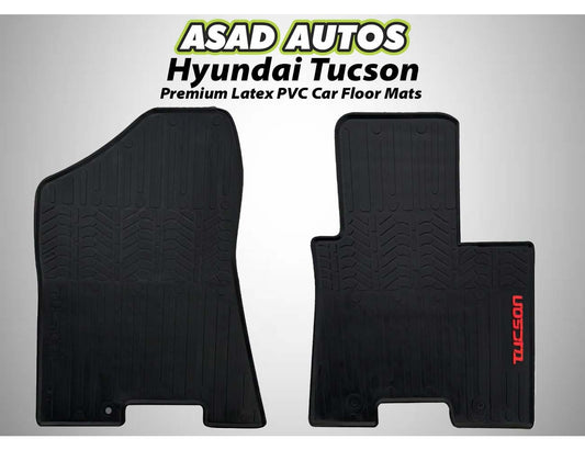 Premium latex PVC car floor mats for Hyundai Tucson, offering a custom fit, waterproof protection, non-slip surface, and all-weather durability.