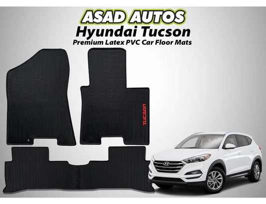 Premium latex PVC car floor mats for Hyundai Tucson, offering a custom fit, waterproof protection, non-slip surface, and all-weather durability