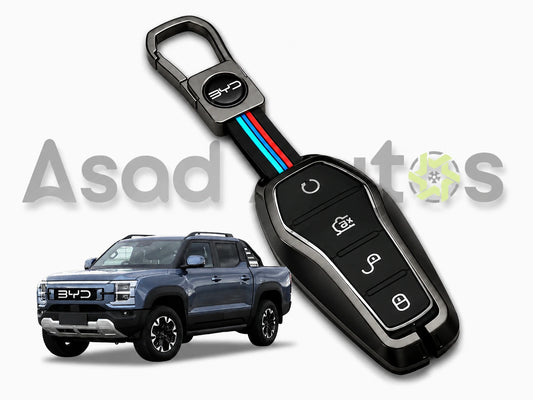 Premium metal key cover 2025-2026 – key fob case with keyring for BYD Shark by Asad Autos