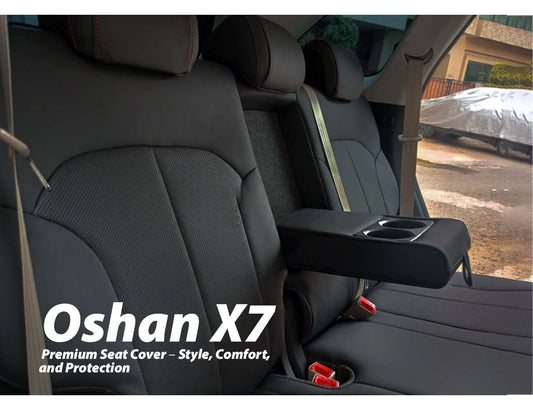 Premium seat cover for Oshan X7 offering enhanced style, comfort, and protection for your car's interior.

