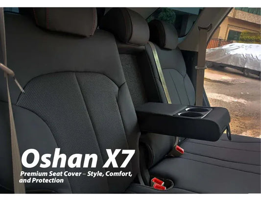 Premium seat cover for Oshan X7 offering enhanced style, comfort, and protection for your car's interior.
