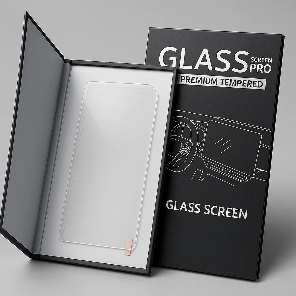 Premium transparent tempered glass protector for Suzuki Fronx 2025–2026 LCD screen and digital meter featuring 9H hardness,