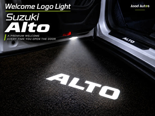 Projects a bright logo onto the ground when the door opens