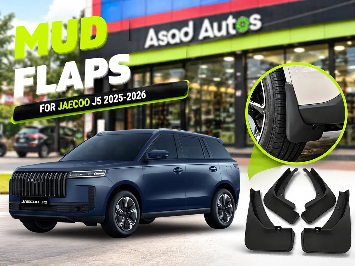 Protect your Jaecoo J5 (2025-2026) from mud, water, gravel, and road debris with these custom-fit Mud Flaps from Asad Autos