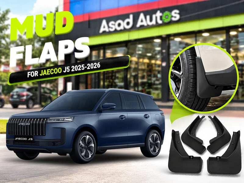 Protect your Jaecoo J5 (2025-2026) from mud, water, gravel, and road debris with these custom-fit Mud Flaps from Asad Autos