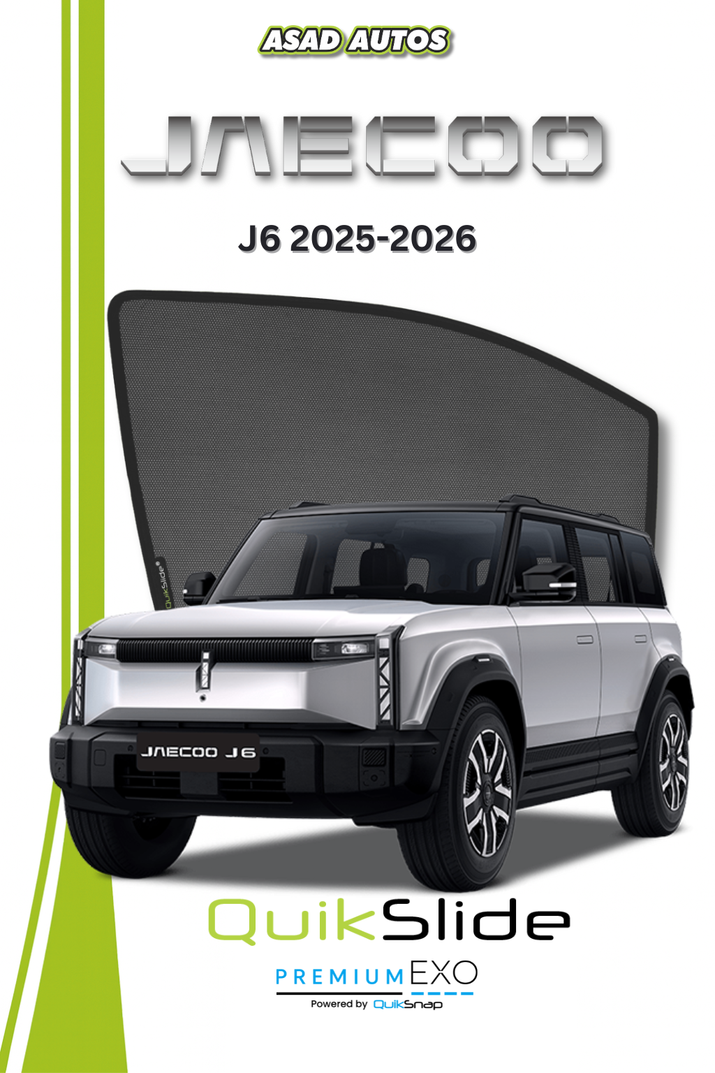 QS | QuikSlide Car Window Sun Shades (Car Pardy) For JAECOO J6 2025-2026 – Custom Magnetic Car Shades with UV & Privacy Protection 2