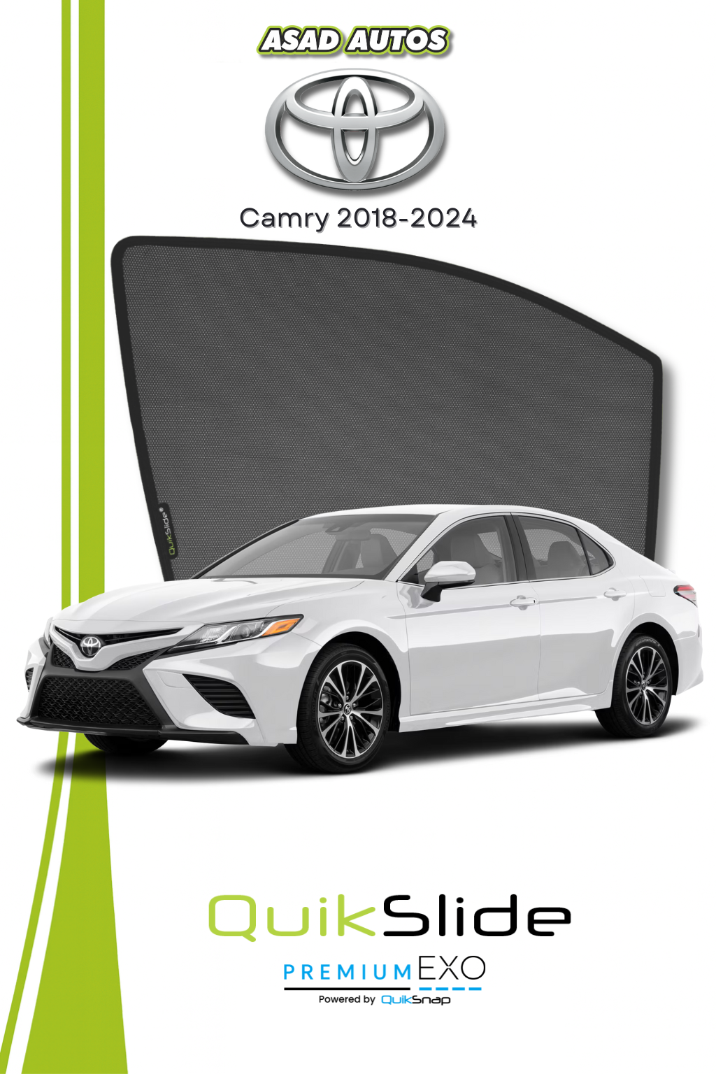 QS | QuikSlide | QS Window Sun Shades Car Pardy for Toyota Camry 2018-2024 