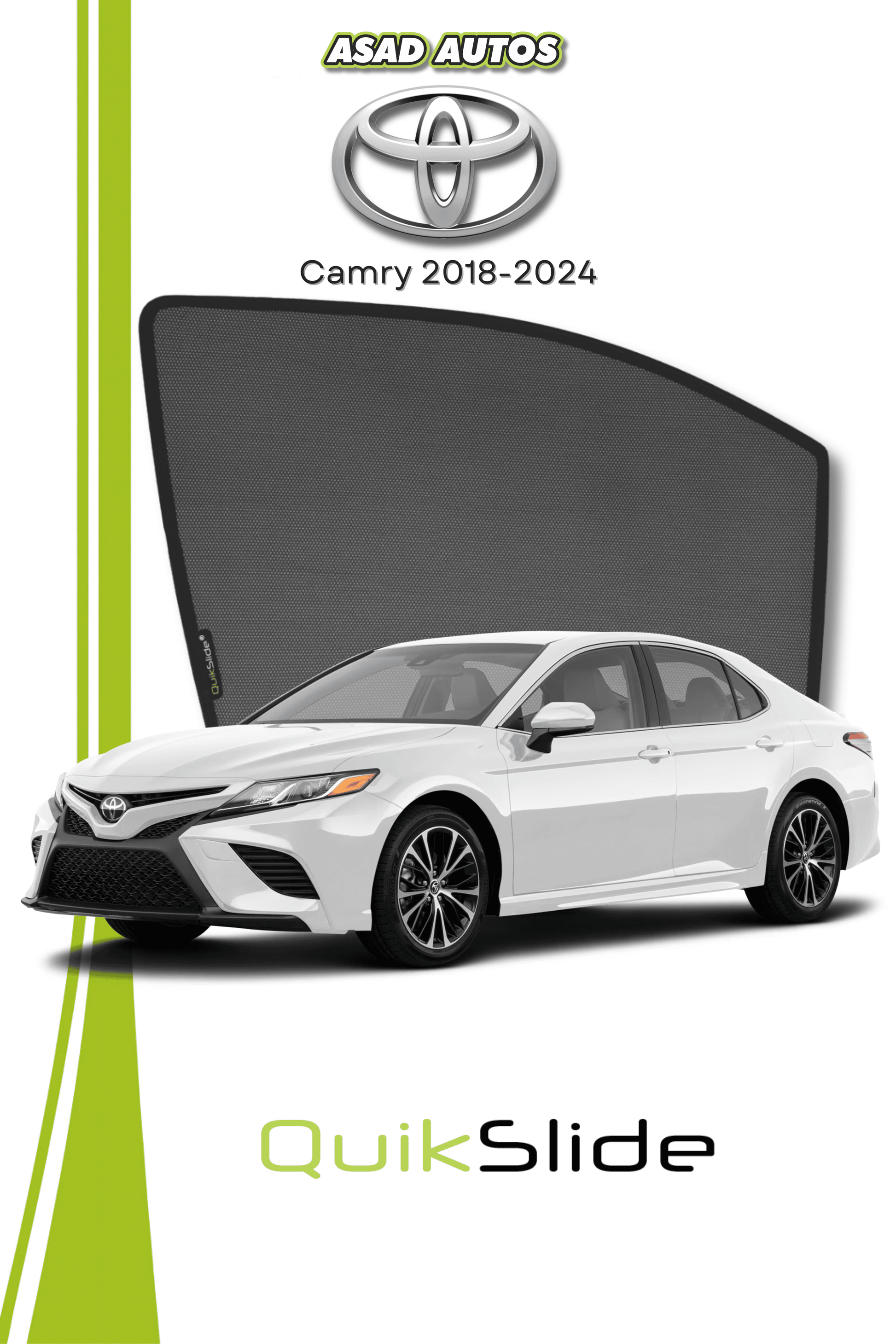 QS | QuikSlide | QS Window Sun Shades Car Pardy for Toyota Camry 2018-2024 