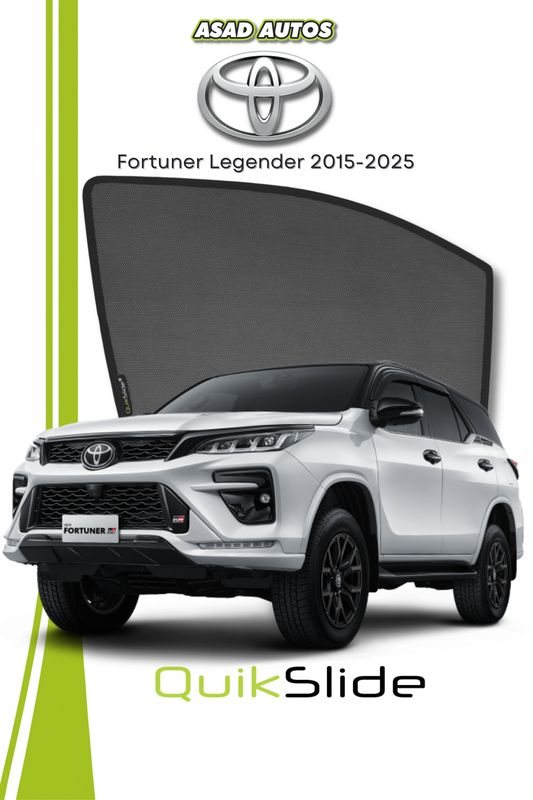 QS | QuikSlide | Quik Snap Custom Window Sun Shades Car Pardy for Toyota Fortuner Legender 2015-2025