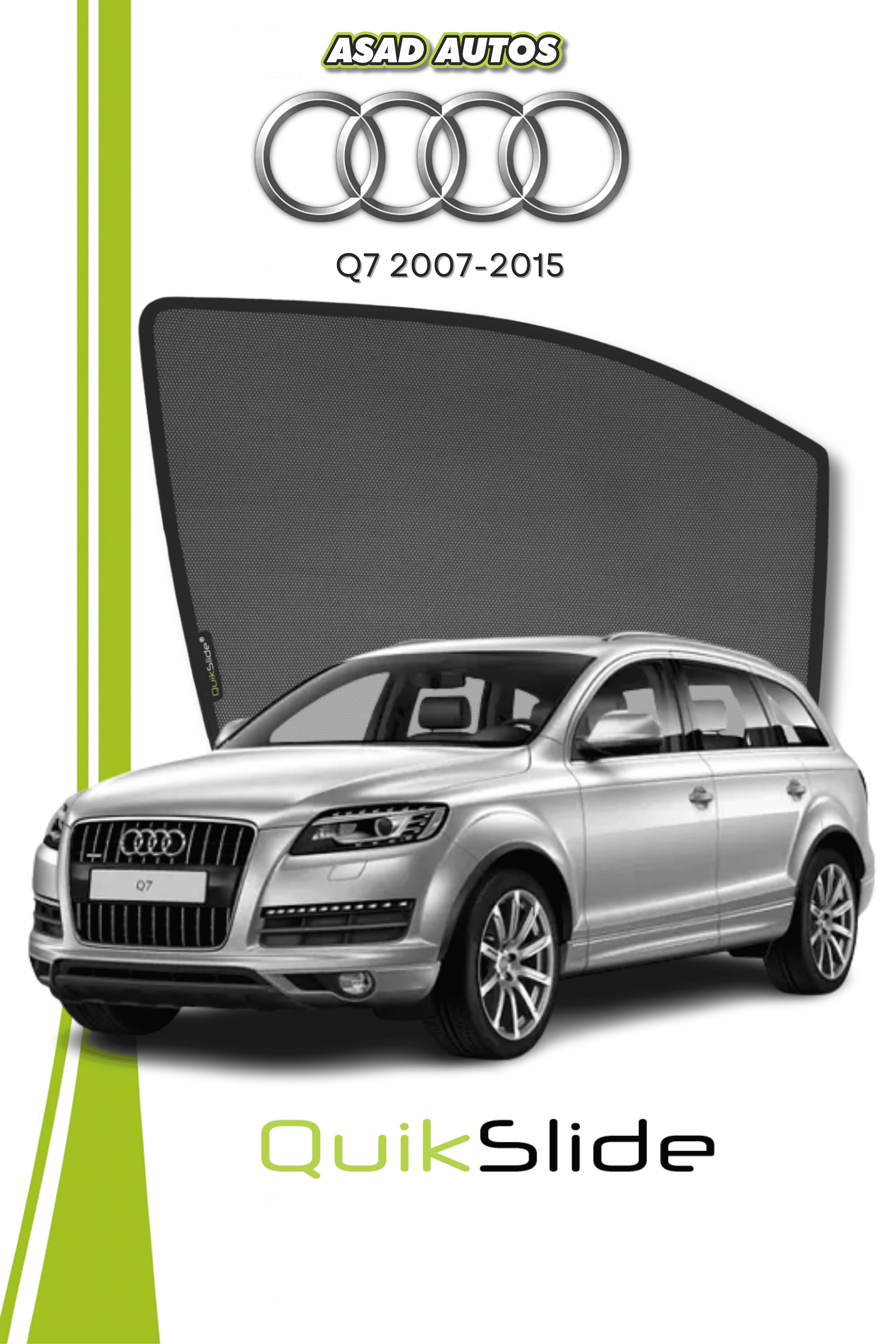 QS | QuikSlide | Quik Snap Window Sun Shades (Car Pardy) For Audi Q7 2007-2015 Crossover