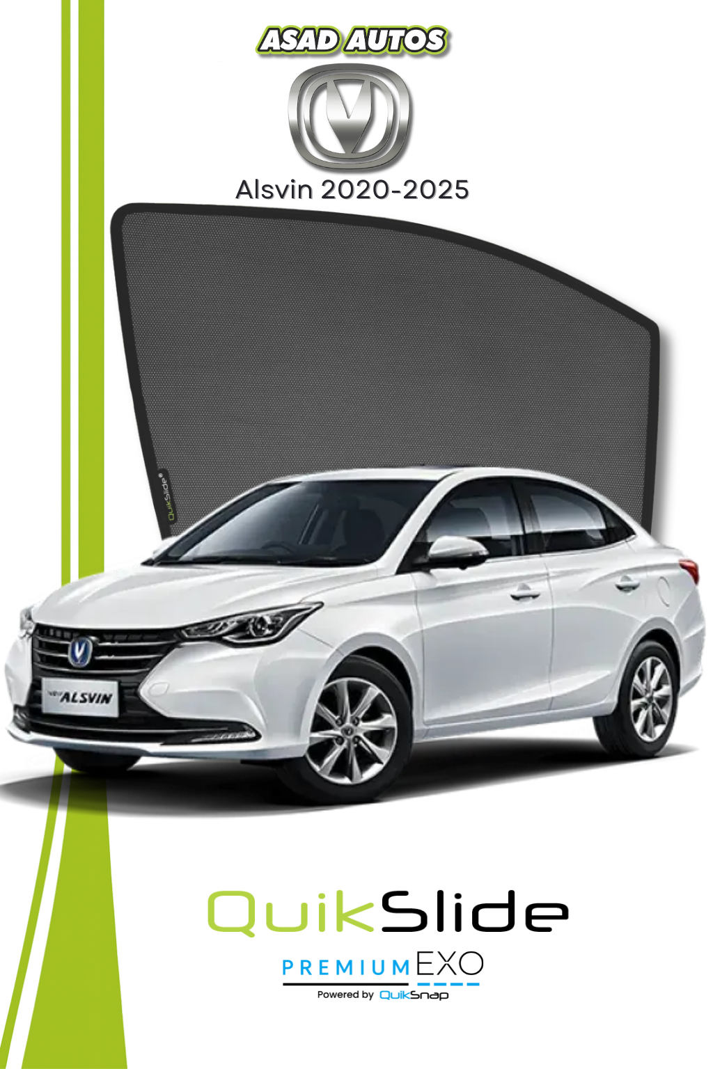 QS | QuikSlide | Quik Snap Window Sun Shades (Car Pardy) For Changan Alsvin 2020-2025 Sedan