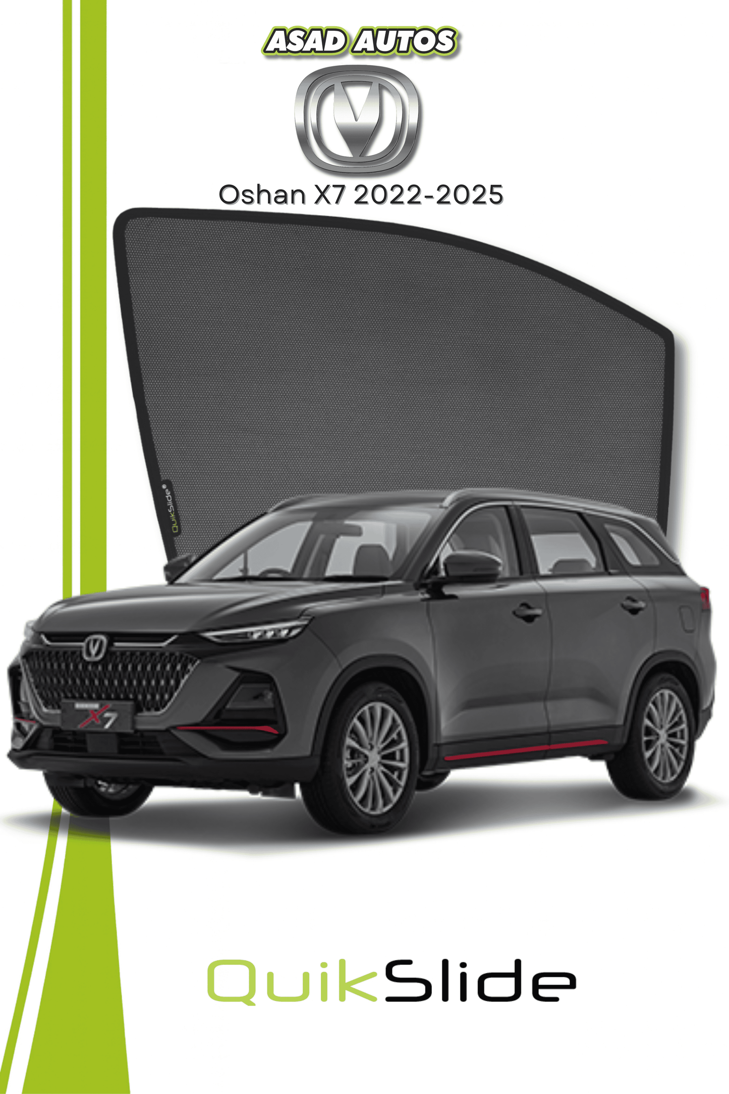 QS | QuikSlide | Quik Snap Window Sun Shades (Car Pardy) For Changan Oshan X7 2022-2025 Crossover