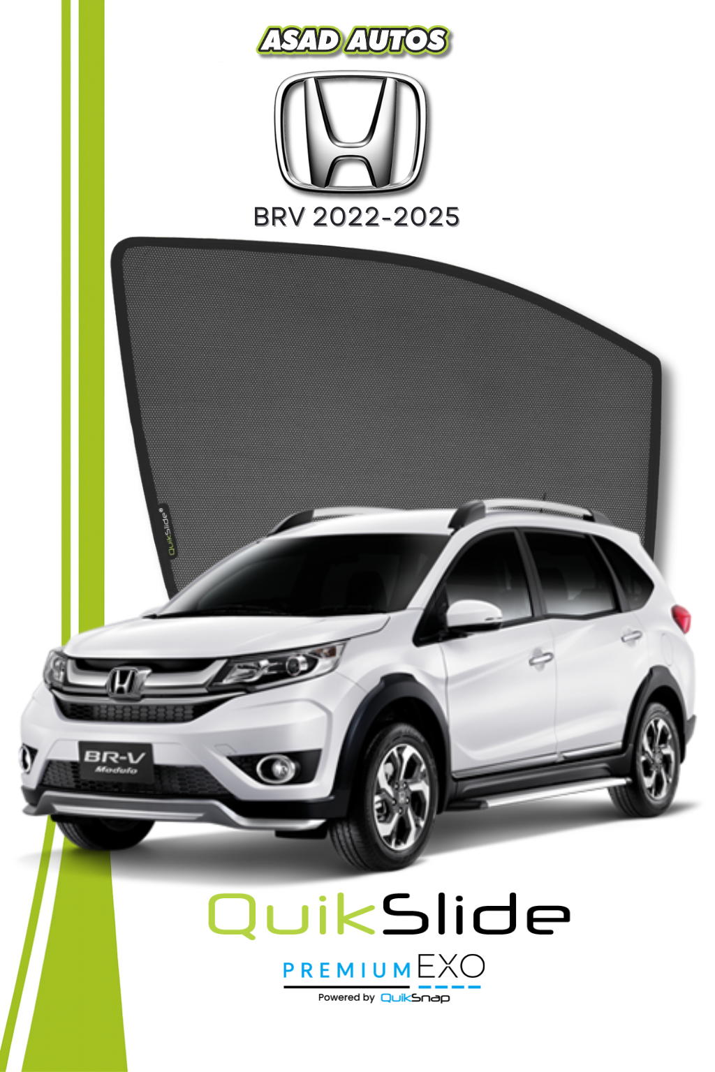 QS | QuikSlide | Quik Snap Window Sun Shades (Car Pardy) For Honda BRV 2022-2025