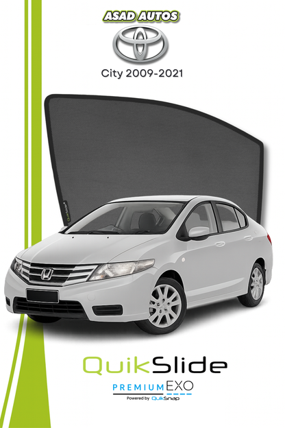 QS | QuikSlide | Quik Snap Window Sun Shades (Car Pardy) For Honda City 2009-2021 Sedan