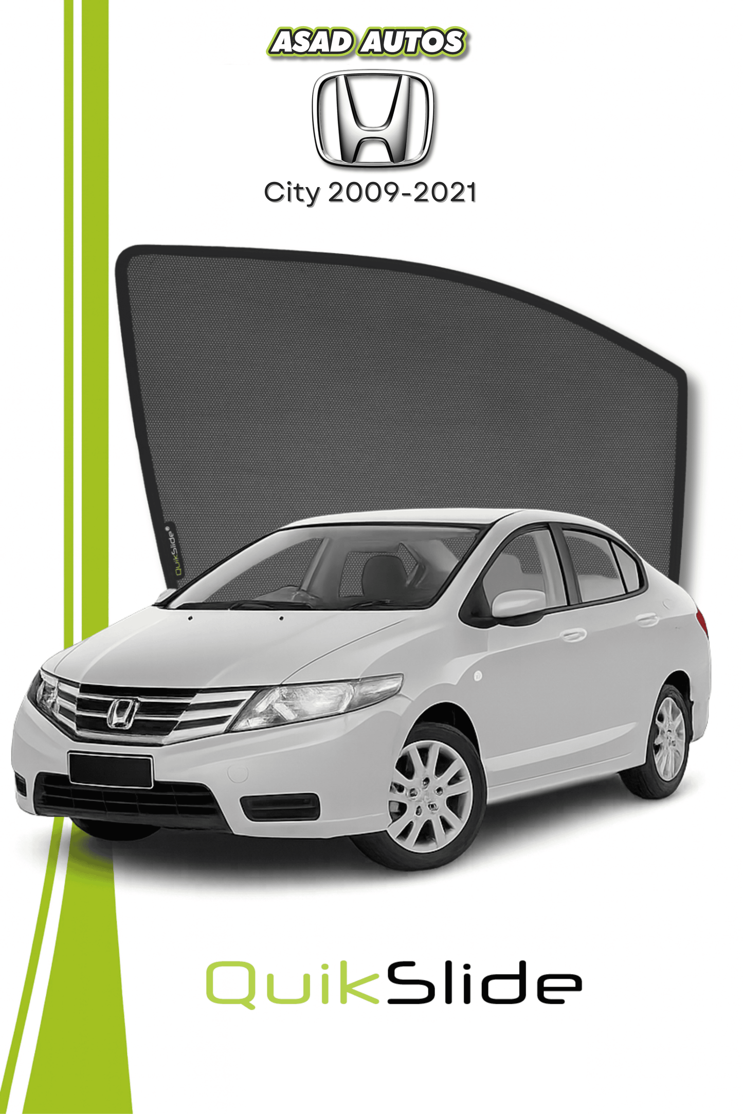 QS | QuikSlide | Quik Snap Window Sun Shades (Car Pardy) For Honda City 2009-2021 Sedan