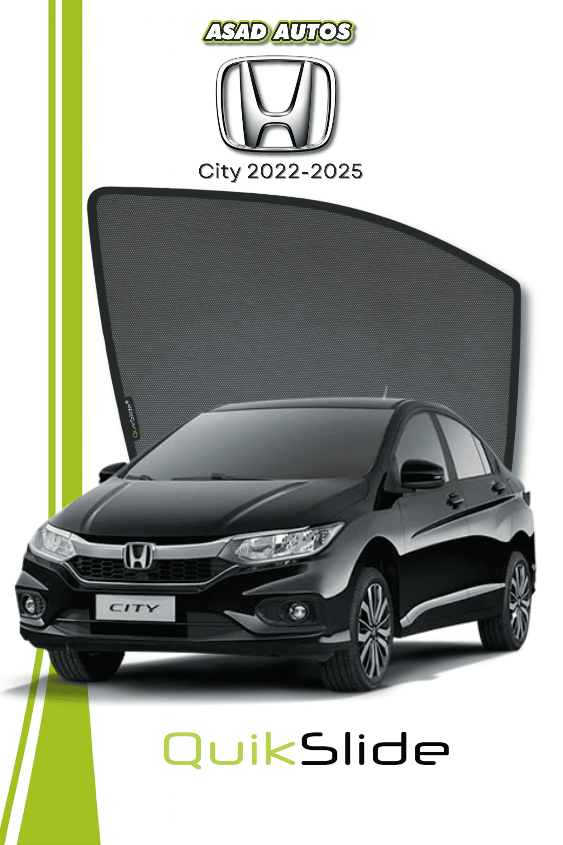 QS | QuikSlide | Quik Snap Window Sun Shades (Car Pardy) For Honda City 2022-2025