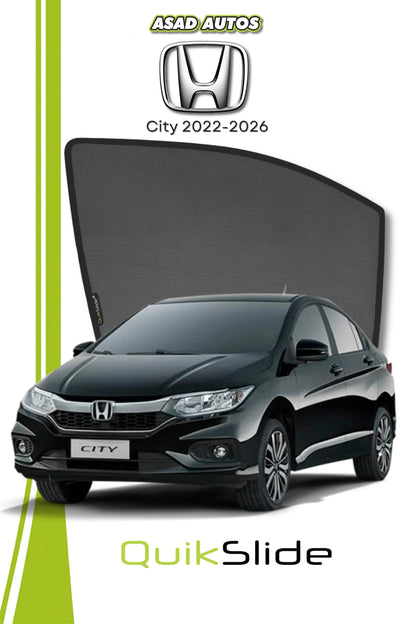 QS | QuikSlide | Quik Snap Window Sun Shades (Car Pardy) For Honda City 2022-2026